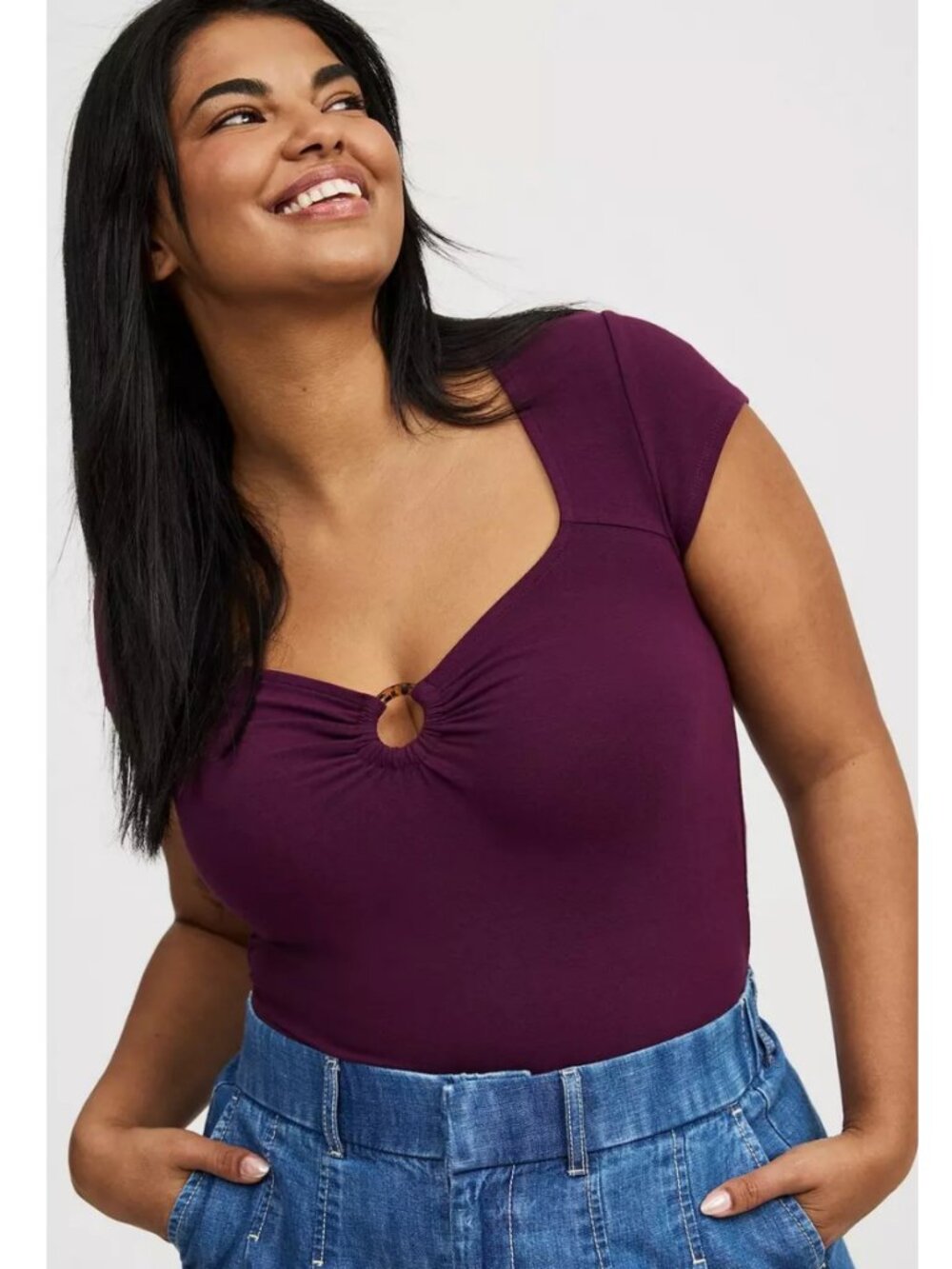 NWT Torrid 4 Winter Bloom Foxy Sweetheart O-Ring Ruched Top 4X 26